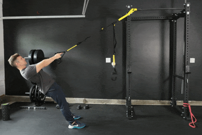 trx single arm row performed by man animation